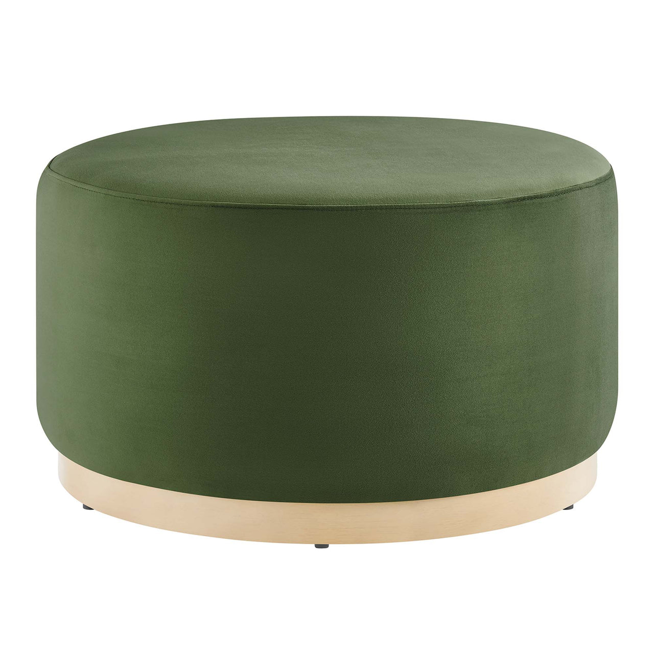 Ardena Round Velvet Ottoman, Medium, Basil & Cream