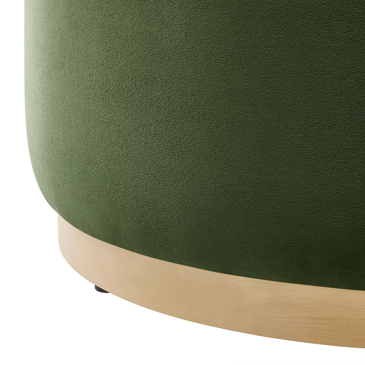 Ardena Round Velvet Ottoman, Medium, Basil & Cream