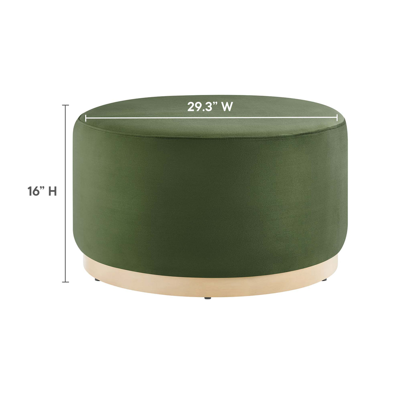 Ardena Round Velvet Ottoman, Medium, Basil & Cream