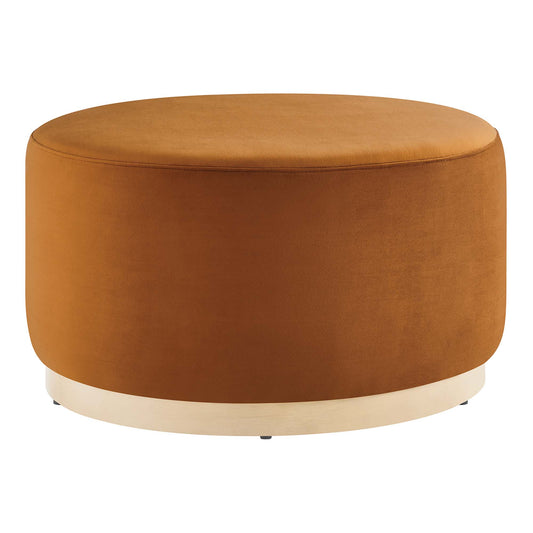 Ardena Round Velvet Ottoman, Medium, Terracotta & Cream