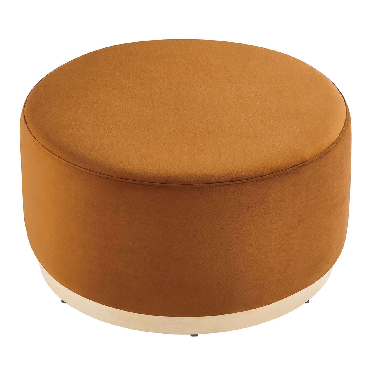 Ardena Round Velvet Ottoman, Medium, Terracotta & Cream