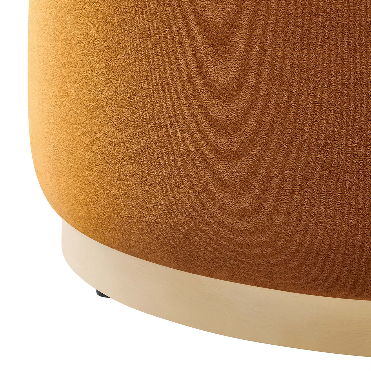 Ardena Round Velvet Ottoman, Medium, Terracotta & Cream