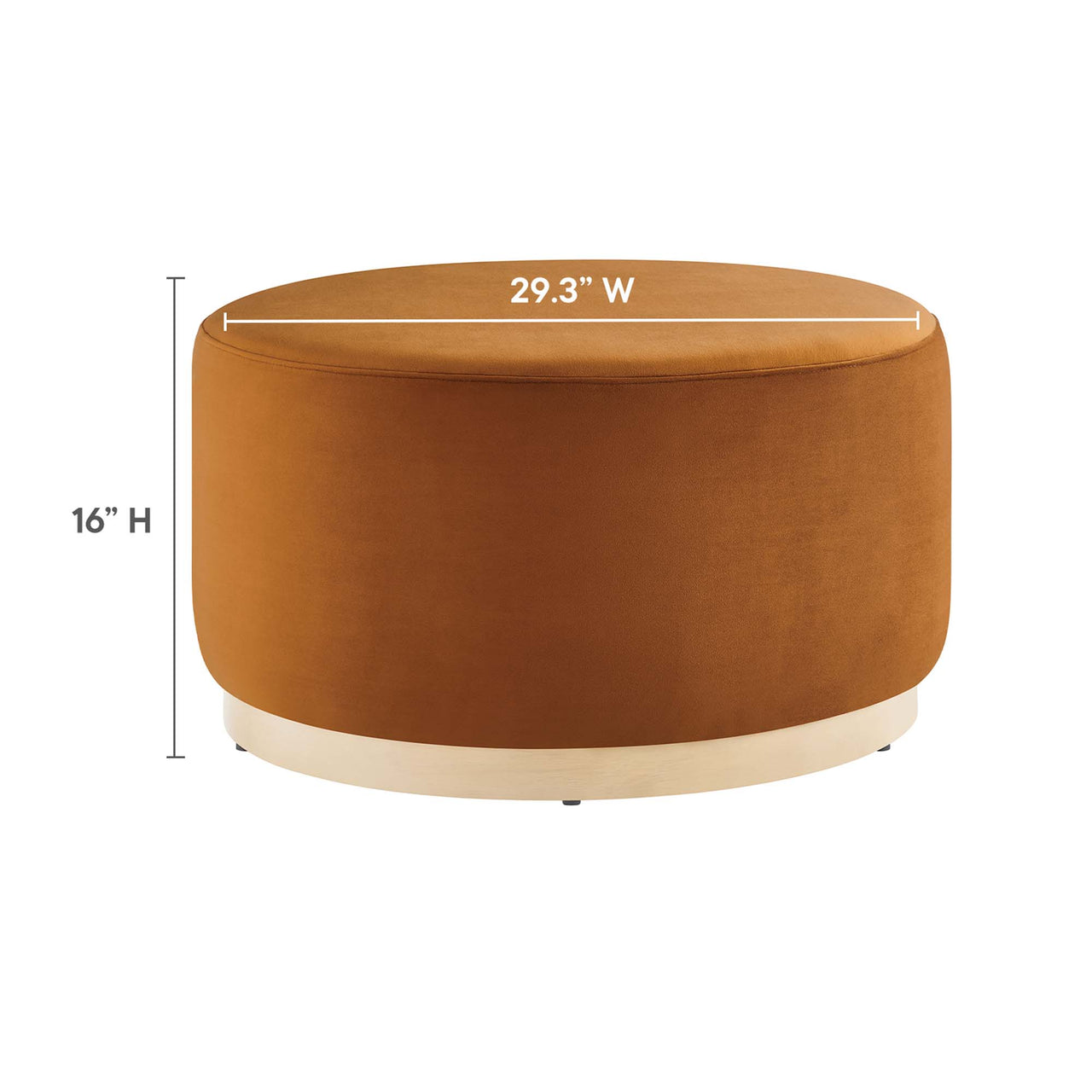 Ardena Round Velvet Ottoman, Medium, Terracotta & Cream