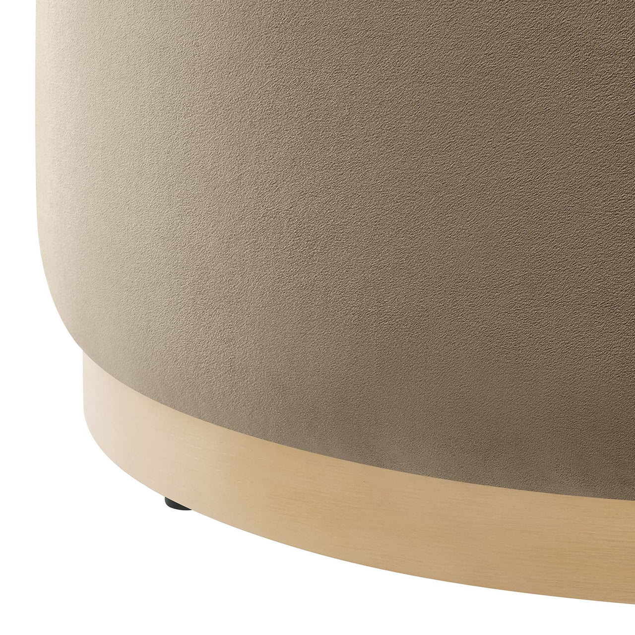Ardena Round Velvet Ottoman, Medium, Taupe & Cream