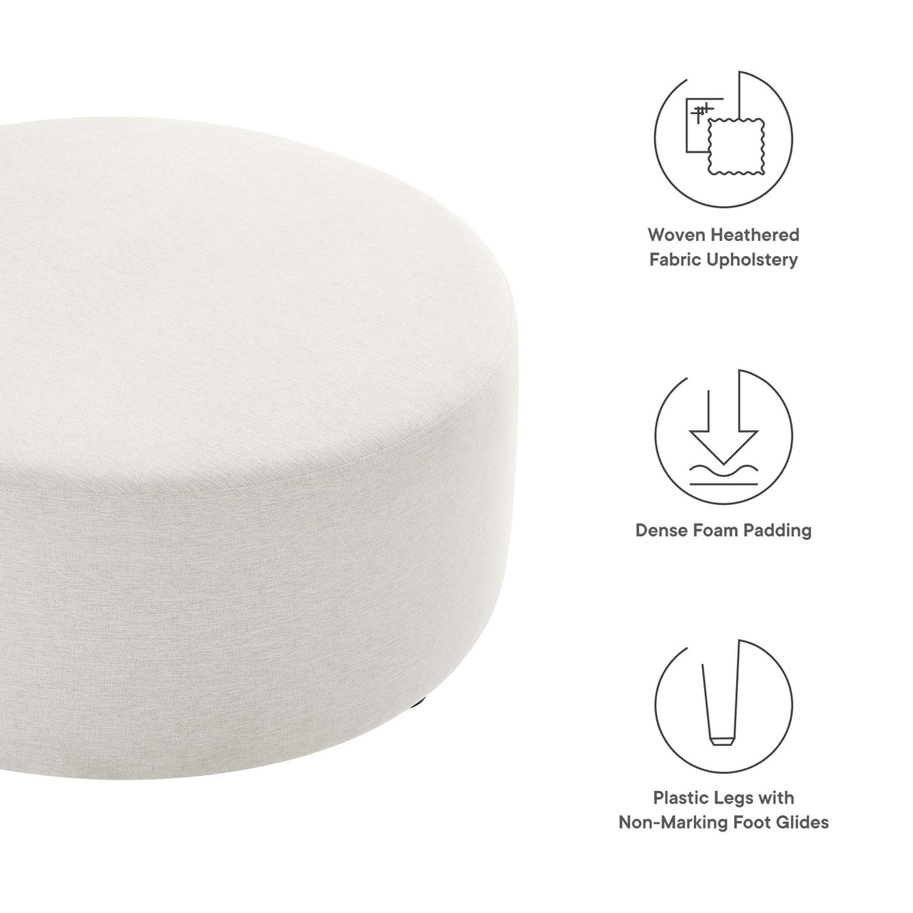 Calyx Round Pouf, Large, Ivory