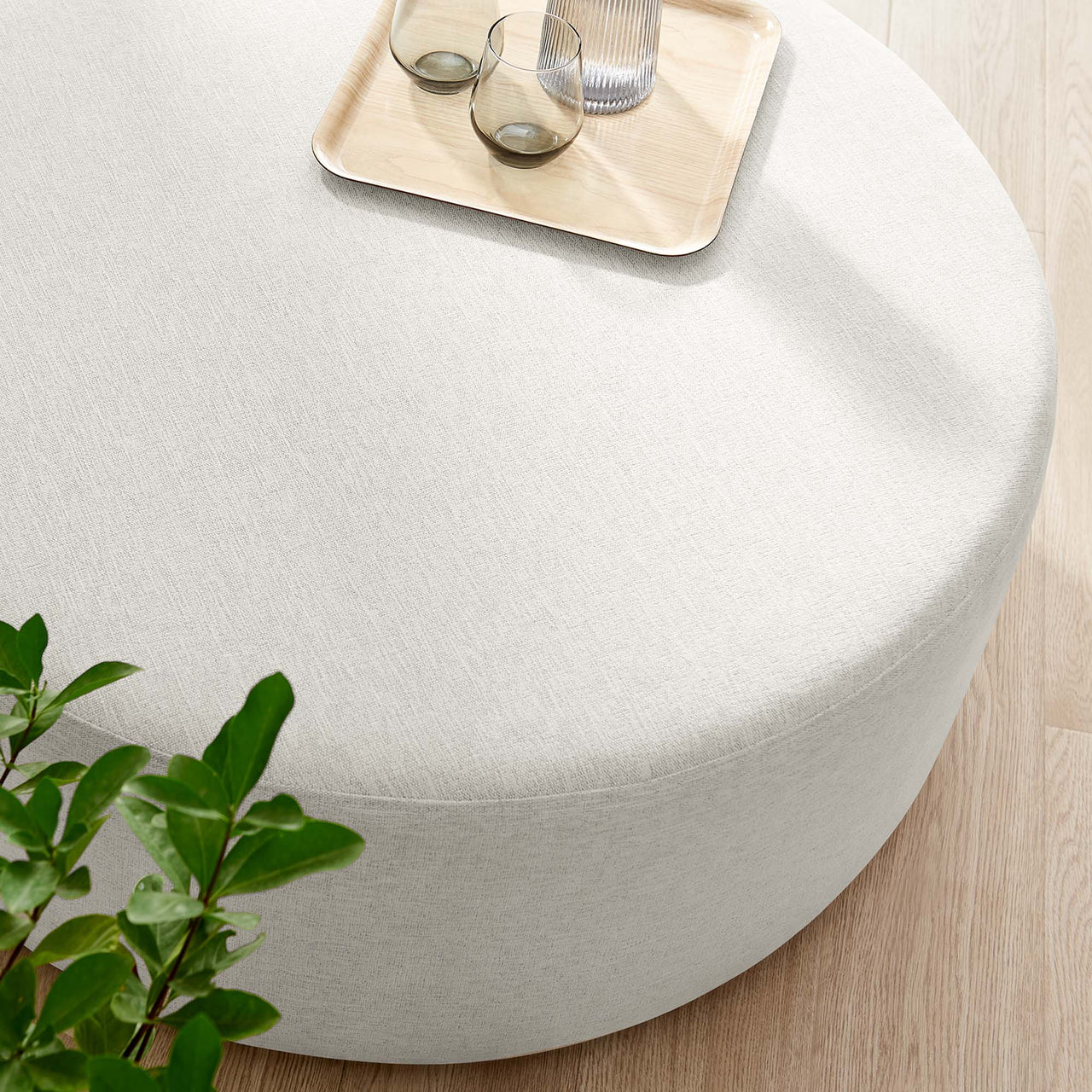 Calyx Round Pouf, Large, Ivory