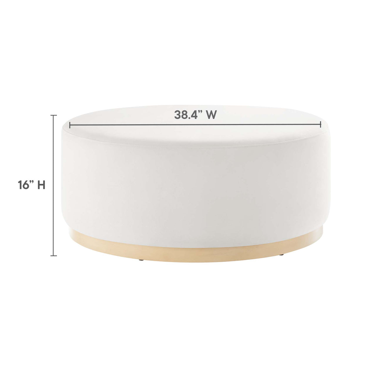Ardena Round Velvet Ottoman, Large, Chalk & Cream