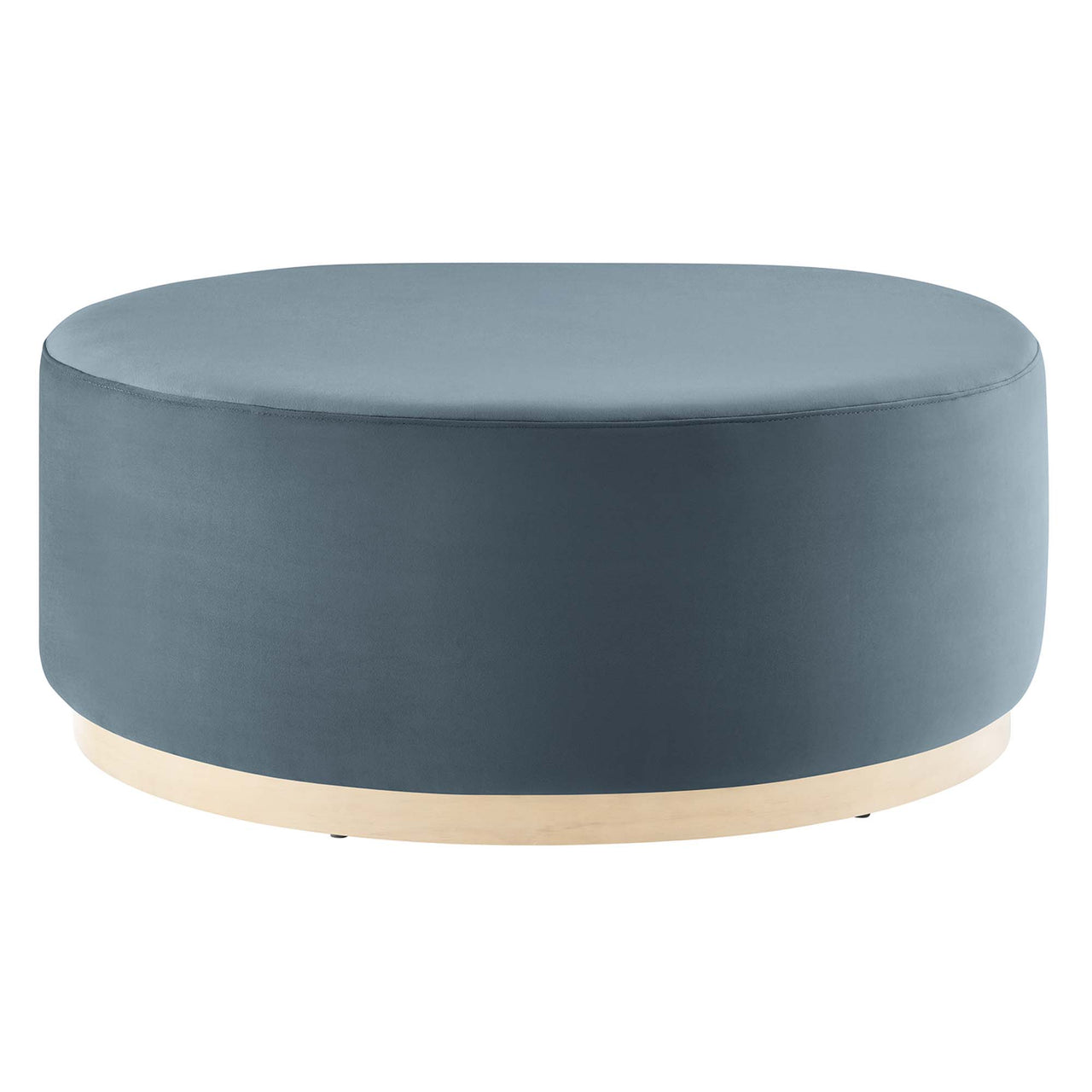 Ardena Round Velvet Ottoman, Large, Slate & Cream