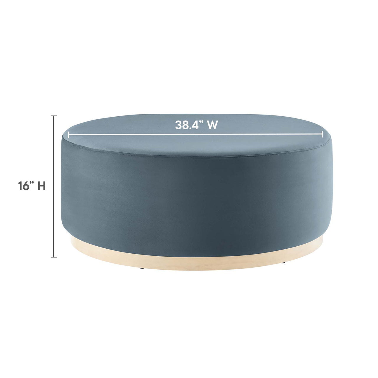 Ardena Round Velvet Ottoman, Large, Slate & Cream