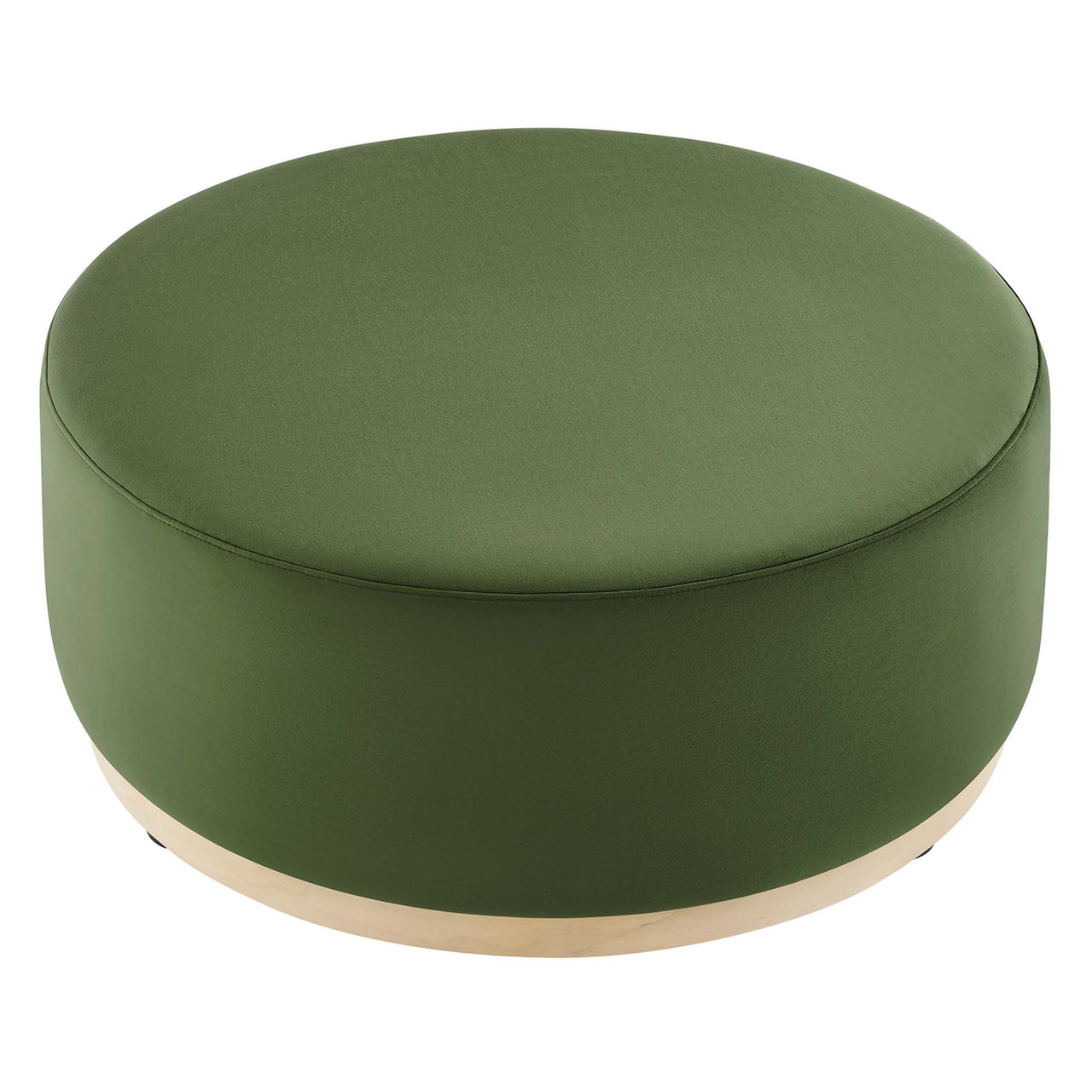 Ardena Round Velvet Ottoman, Large, Basil & Cream