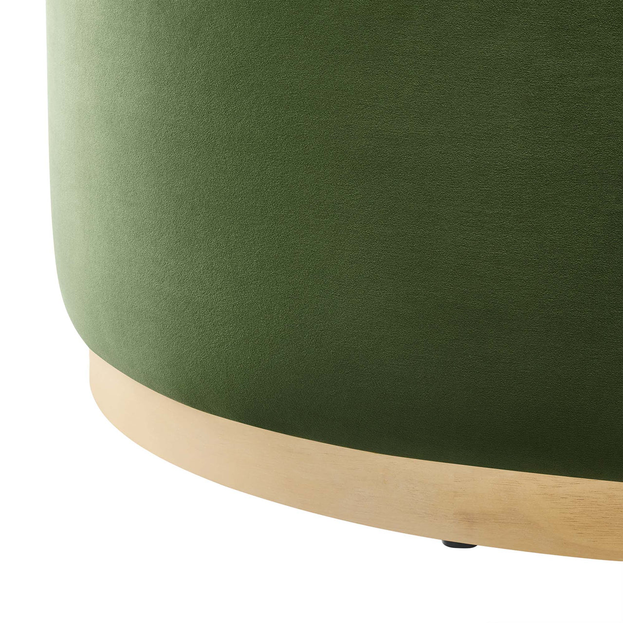 Ardena Round Velvet Ottoman, Large, Basil & Cream