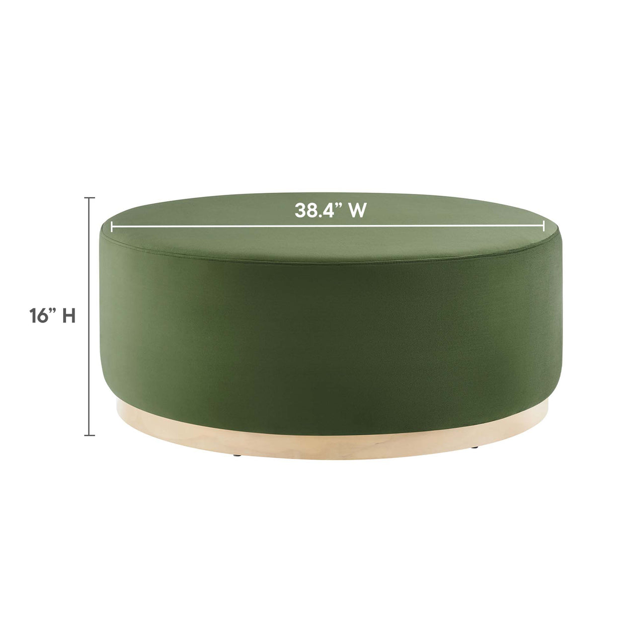 Ardena Round Velvet Ottoman, Large, Basil & Cream