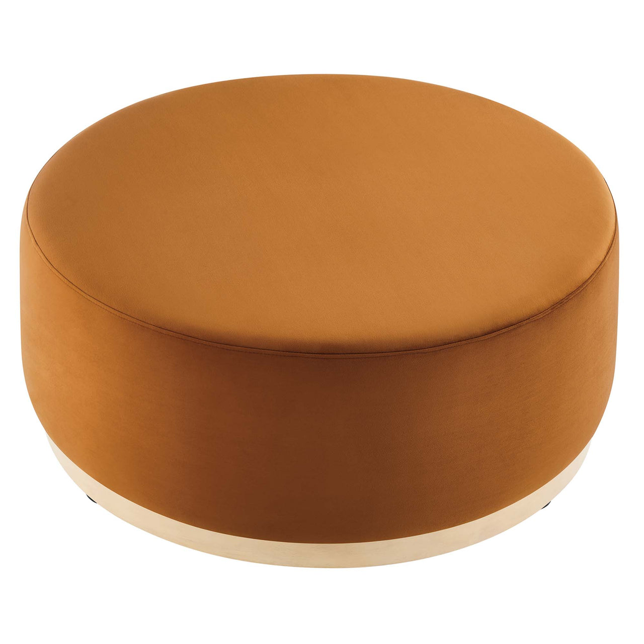 Ardena Round Velvet Ottoman, Large, Terracotta & Cream