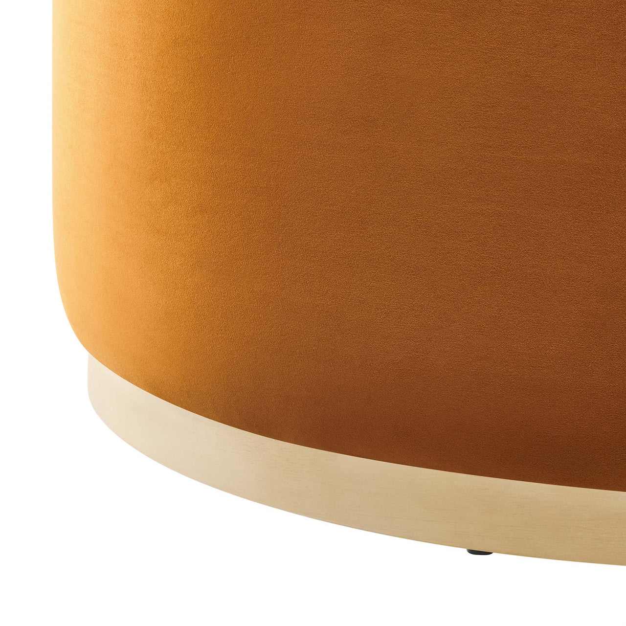 Ardena Round Velvet Ottoman, Large, Terracotta & Cream