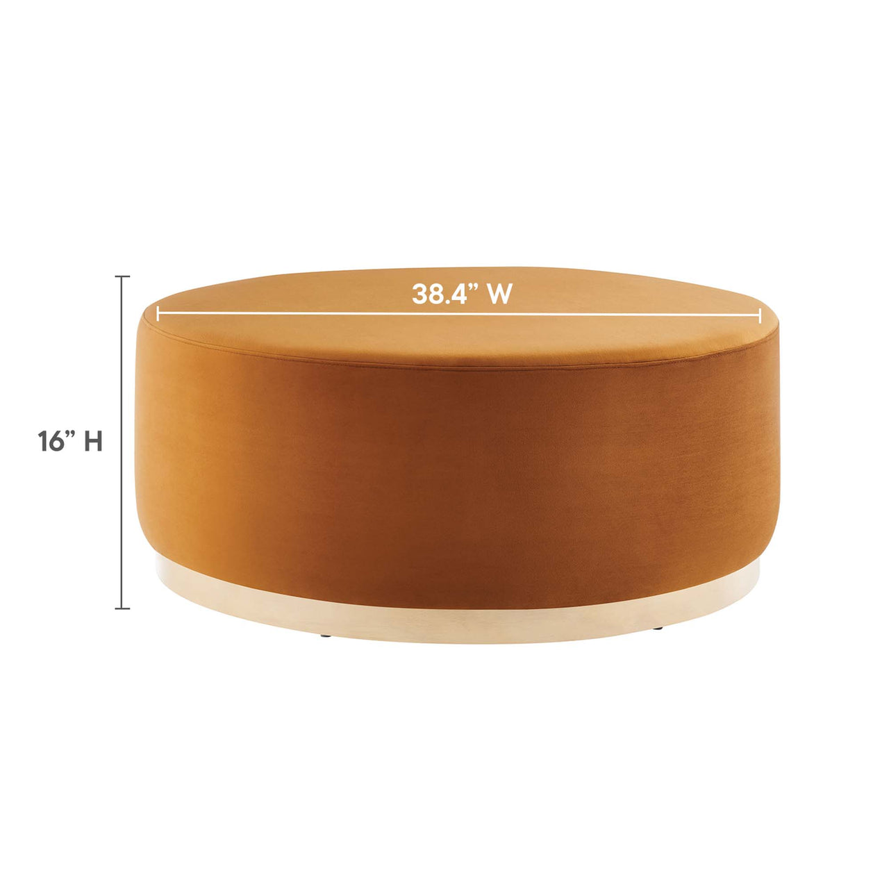 Ardena Round Velvet Ottoman, Large, Terracotta & Cream