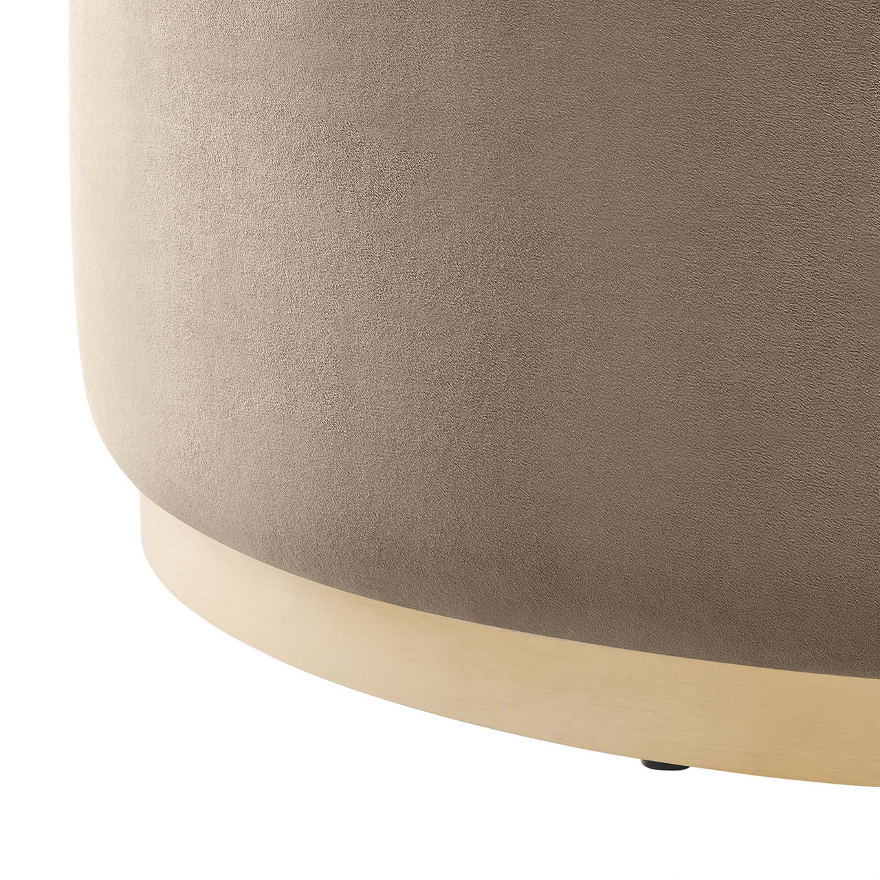 Ardena Round Velvet Ottoman, Large, Taupe & Cream