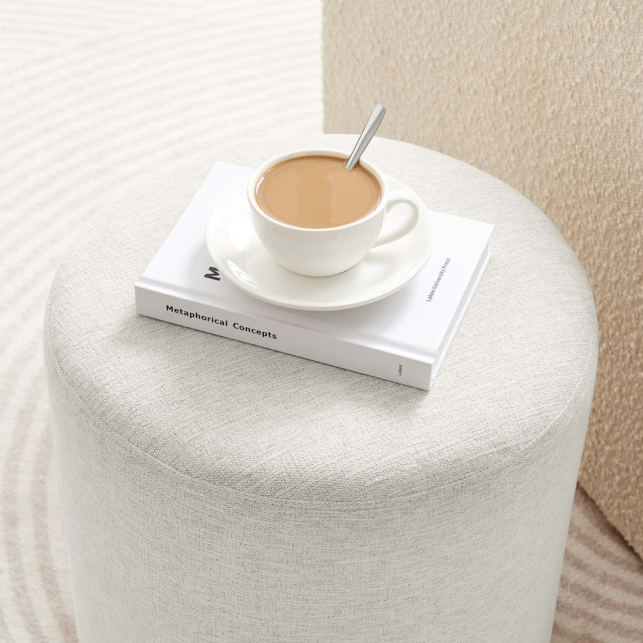 Calyx Round Stool | Side Table, Ivory