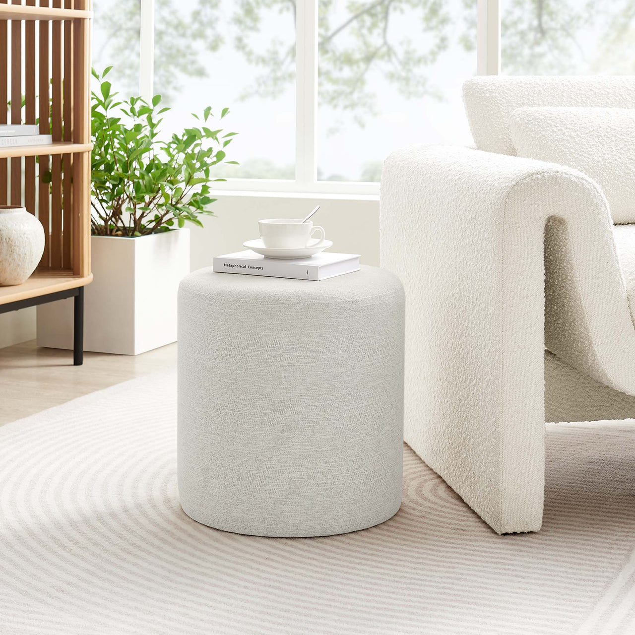 Calyx Round Stool | Side Table, Ivory