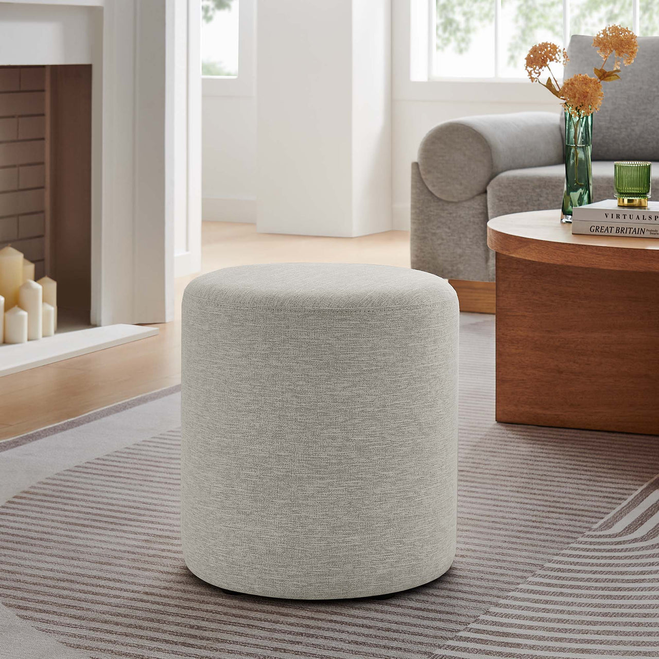 Calyx Round Stool | Side Table, Ivory