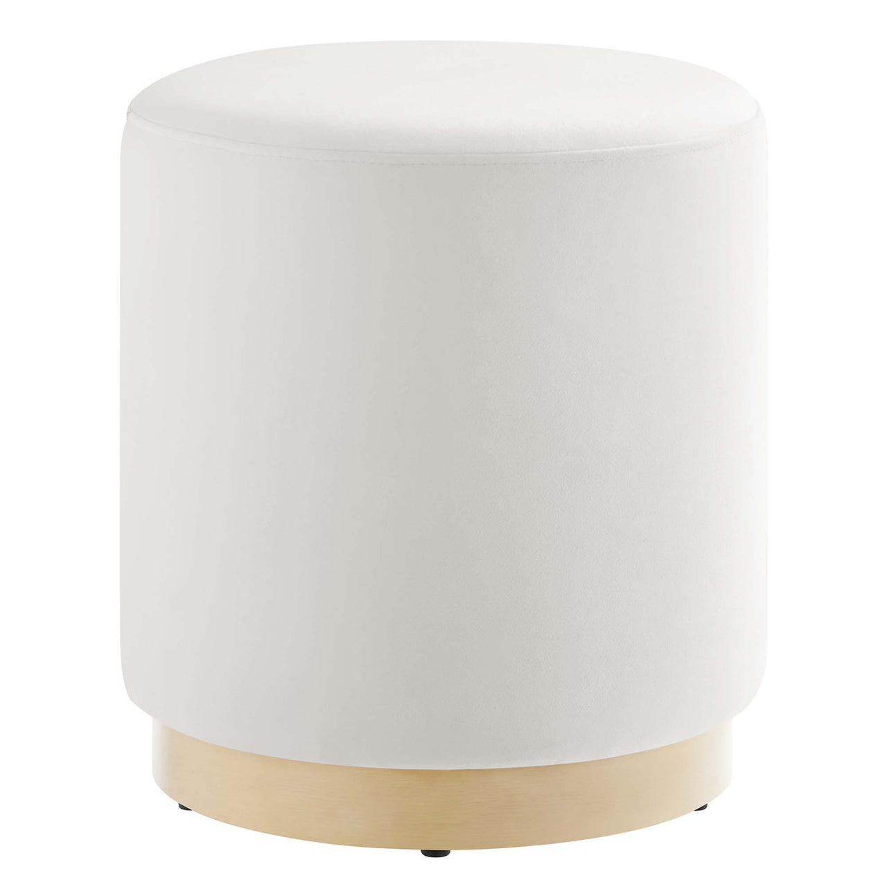 Ardena Round Velvet Ottoman | Side Table, Chalk & Cream
