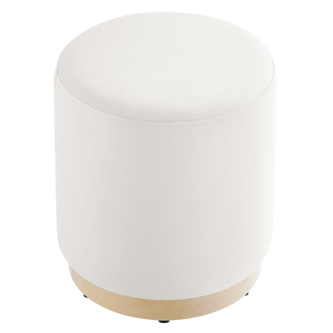 Ardena Round Velvet Ottoman | Side Table, Chalk & Cream