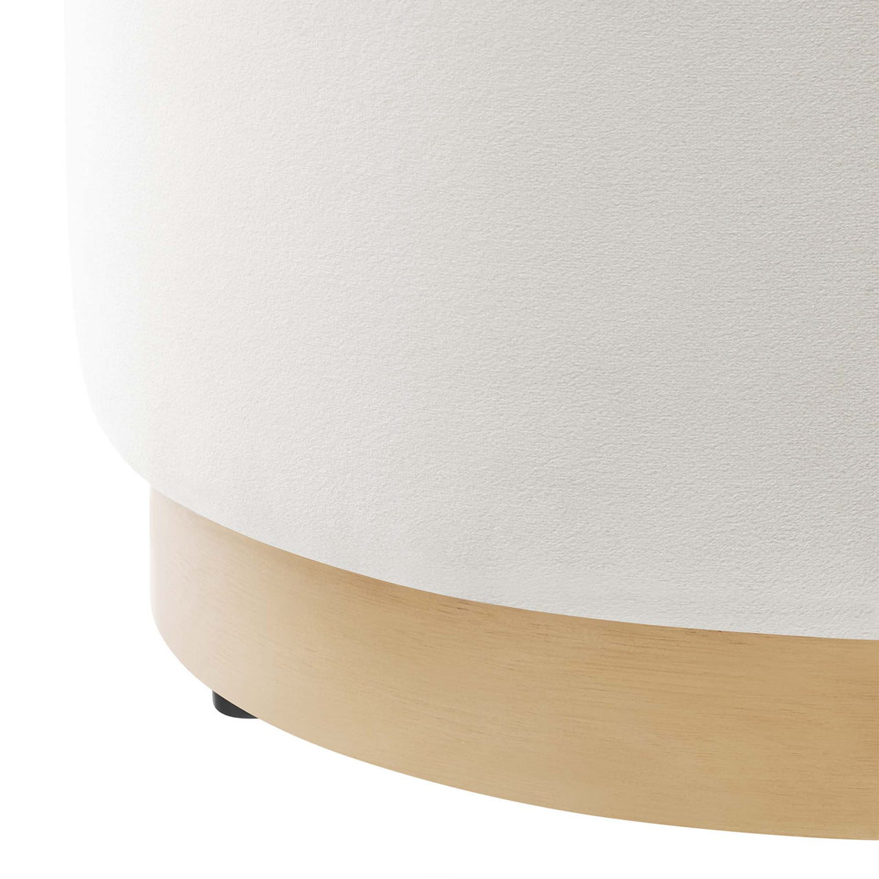 Ardena Round Velvet Ottoman | Side Table, Chalk & Cream