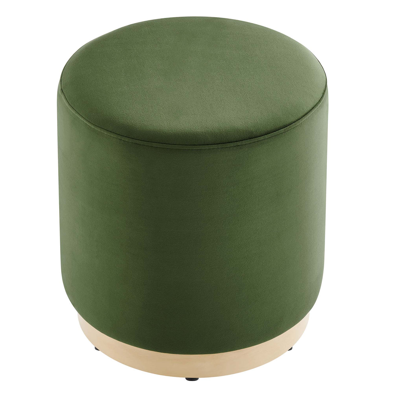 Ardena Round Velvet Ottoman | Side Table, Basil & Cream