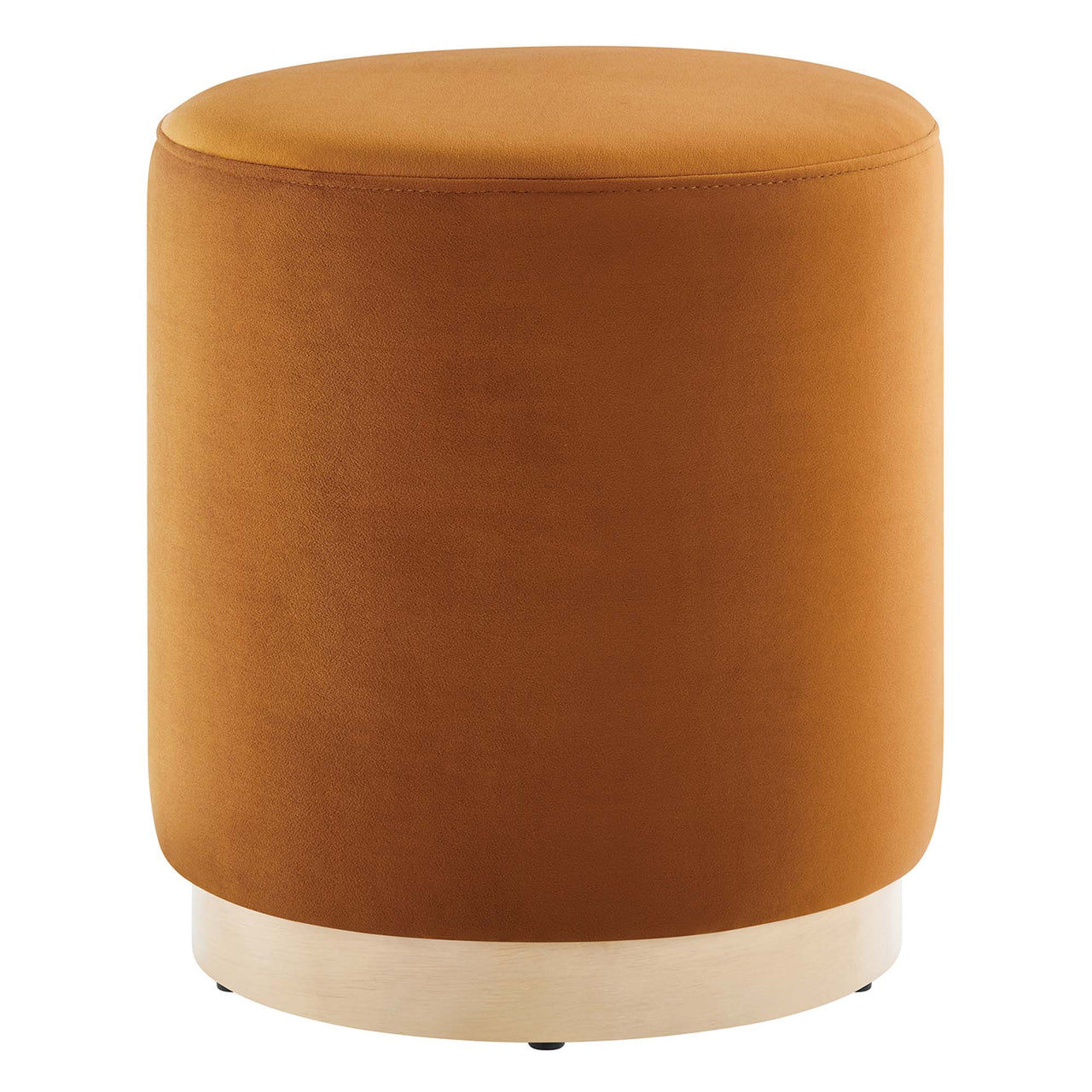 Ardena Round Velvet Ottoman | Side Table, Terracotta & Cream