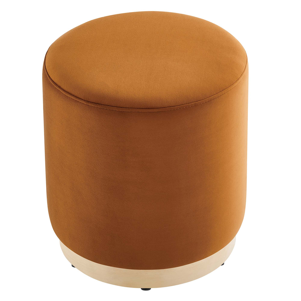 Ardena Round Velvet Ottoman | Side Table, Terracotta & Cream