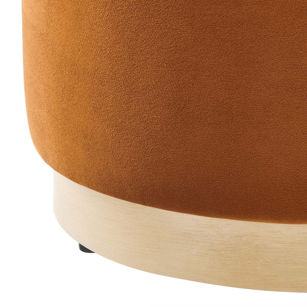Ardena Round Velvet Ottoman | Side Table, Terracotta & Cream
