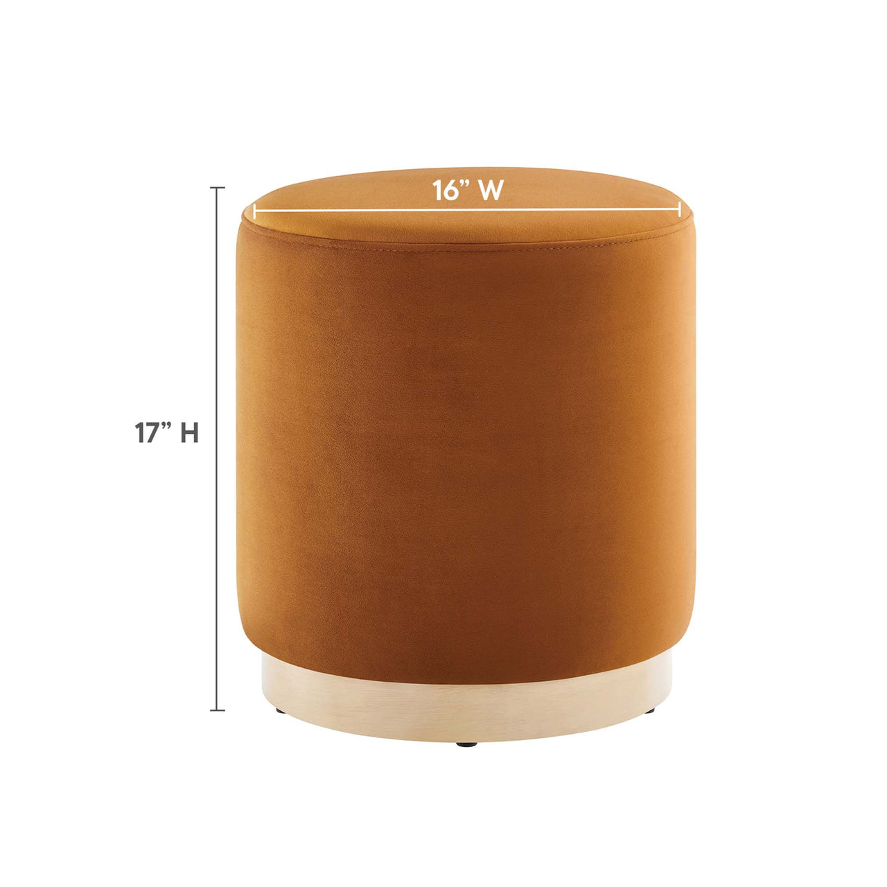 Ardena Round Velvet Ottoman | Side Table, Terracotta & Cream