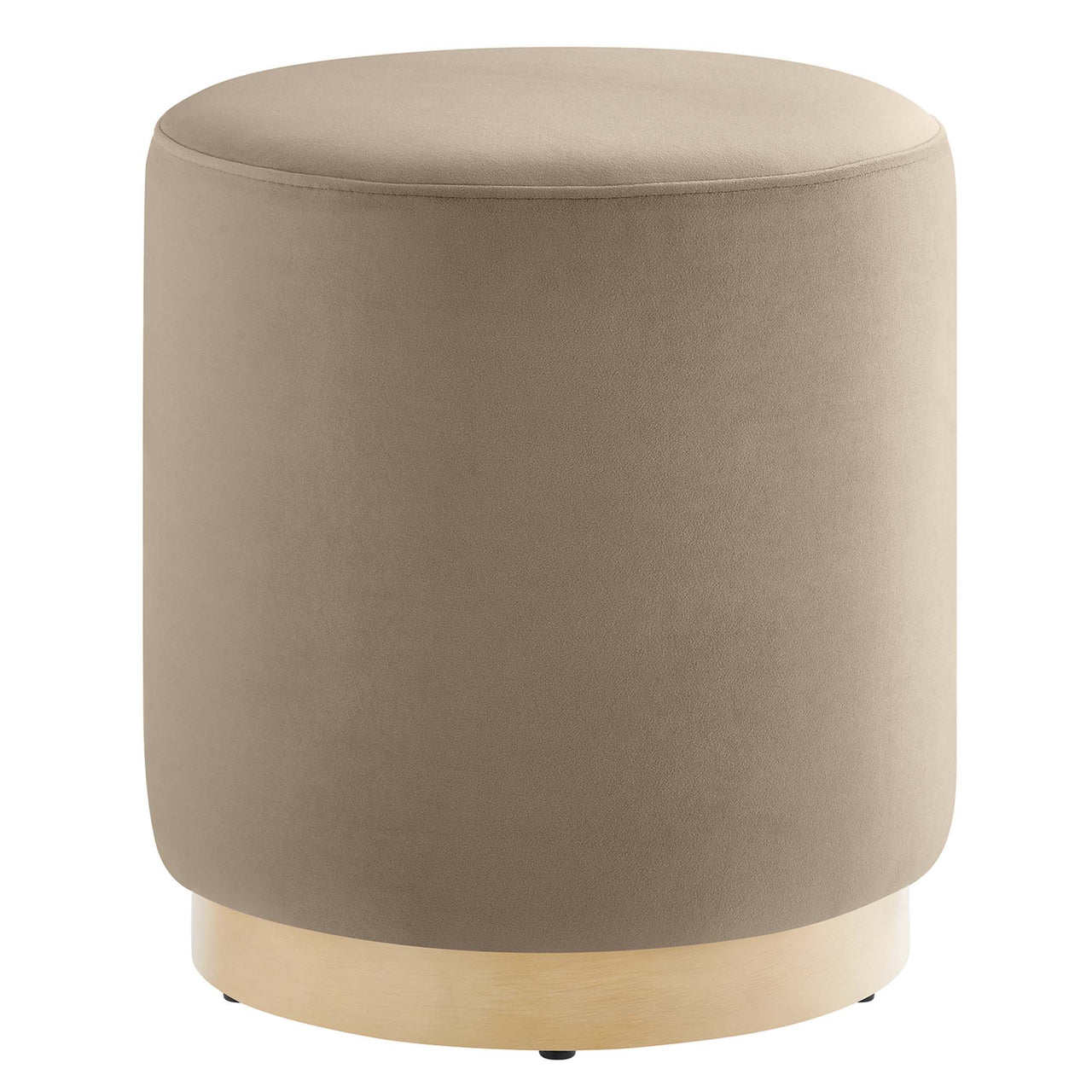 Ardena Round Velvet Ottoman | Side Table, Taupe & Cream
