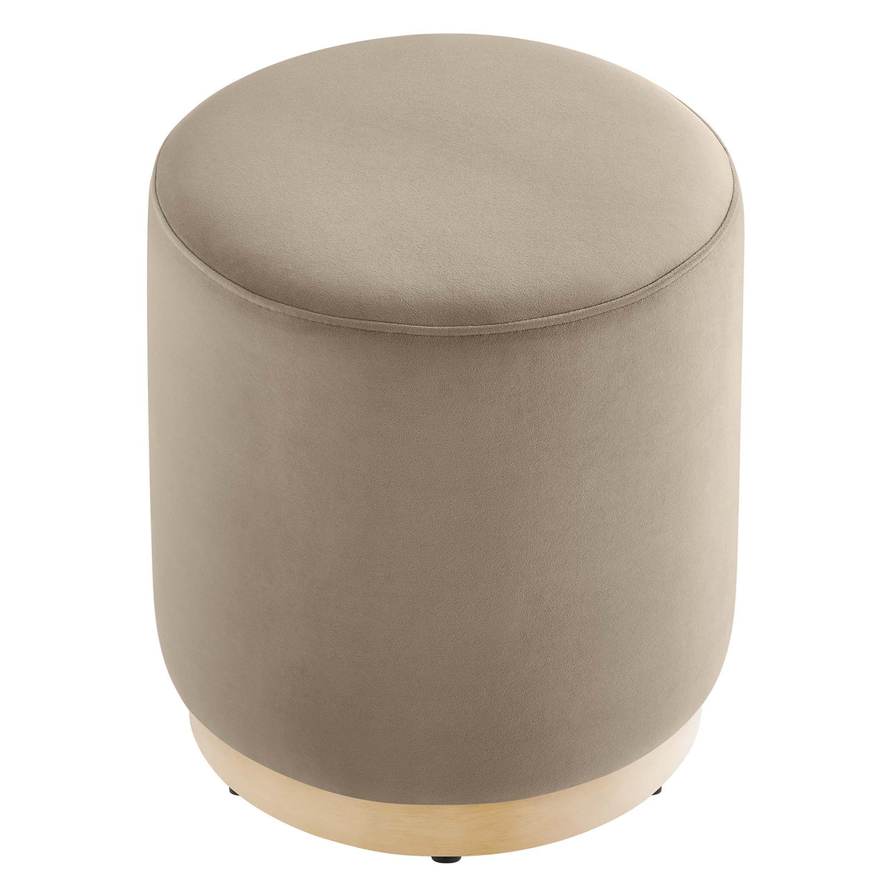Ardena Round Velvet Ottoman | Side Table, Taupe & Cream