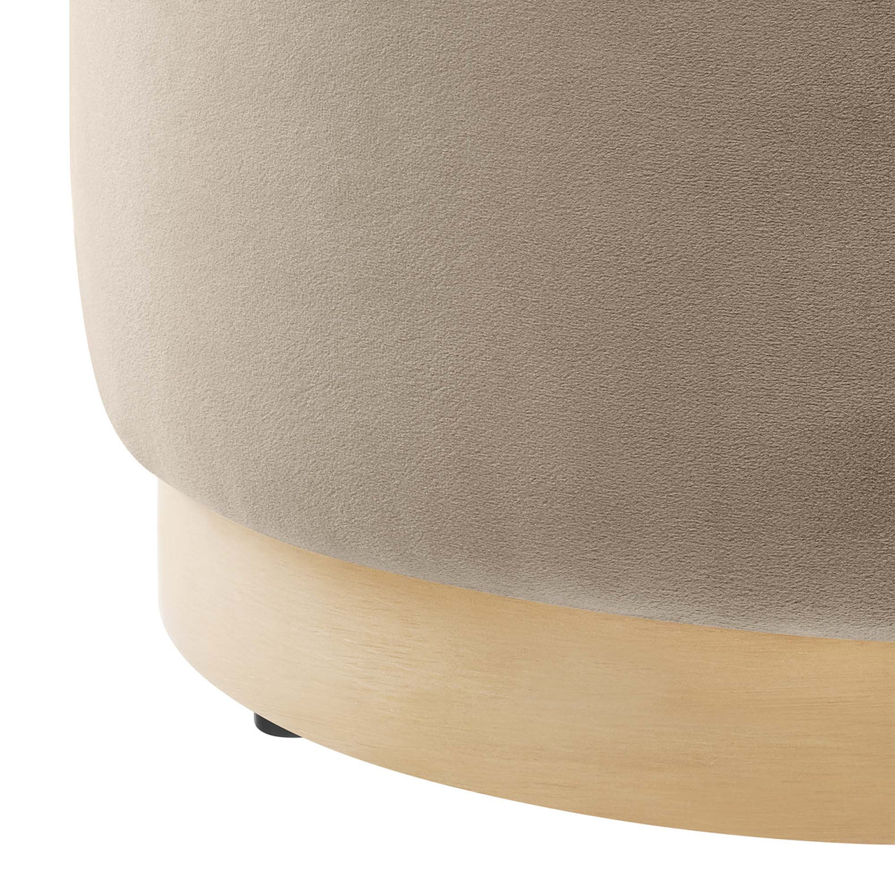 Ardena Round Velvet Ottoman | Side Table, Taupe & Cream