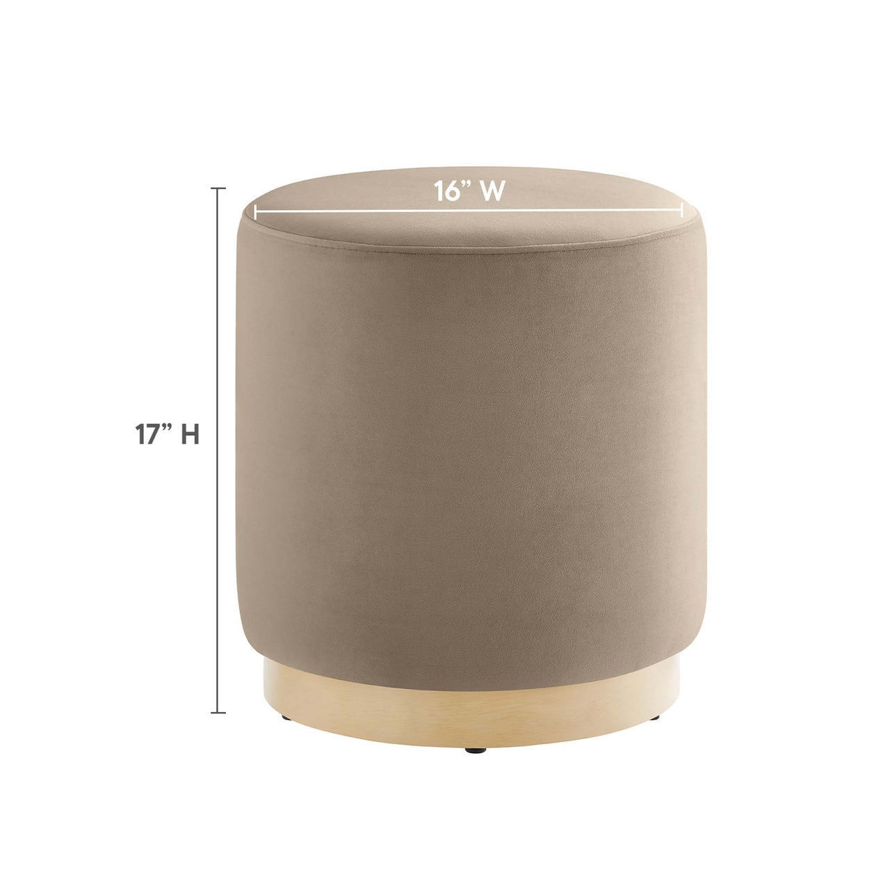 Ardena Round Velvet Ottoman | Side Table, Taupe & Cream