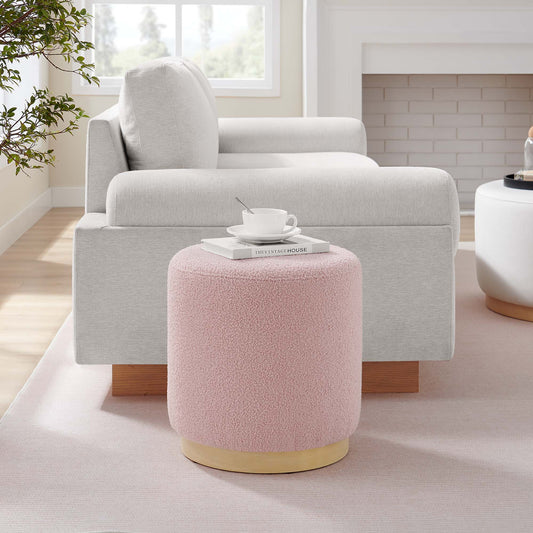 Ardena Round Sherpa Ottoman | Side Table, Blossom & Cream