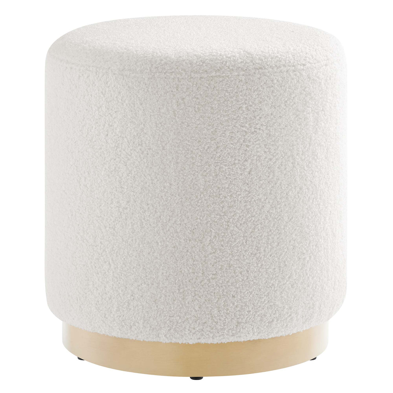 Ardena Round Sherpa Ottoman | Side Table, Ivory & Cream