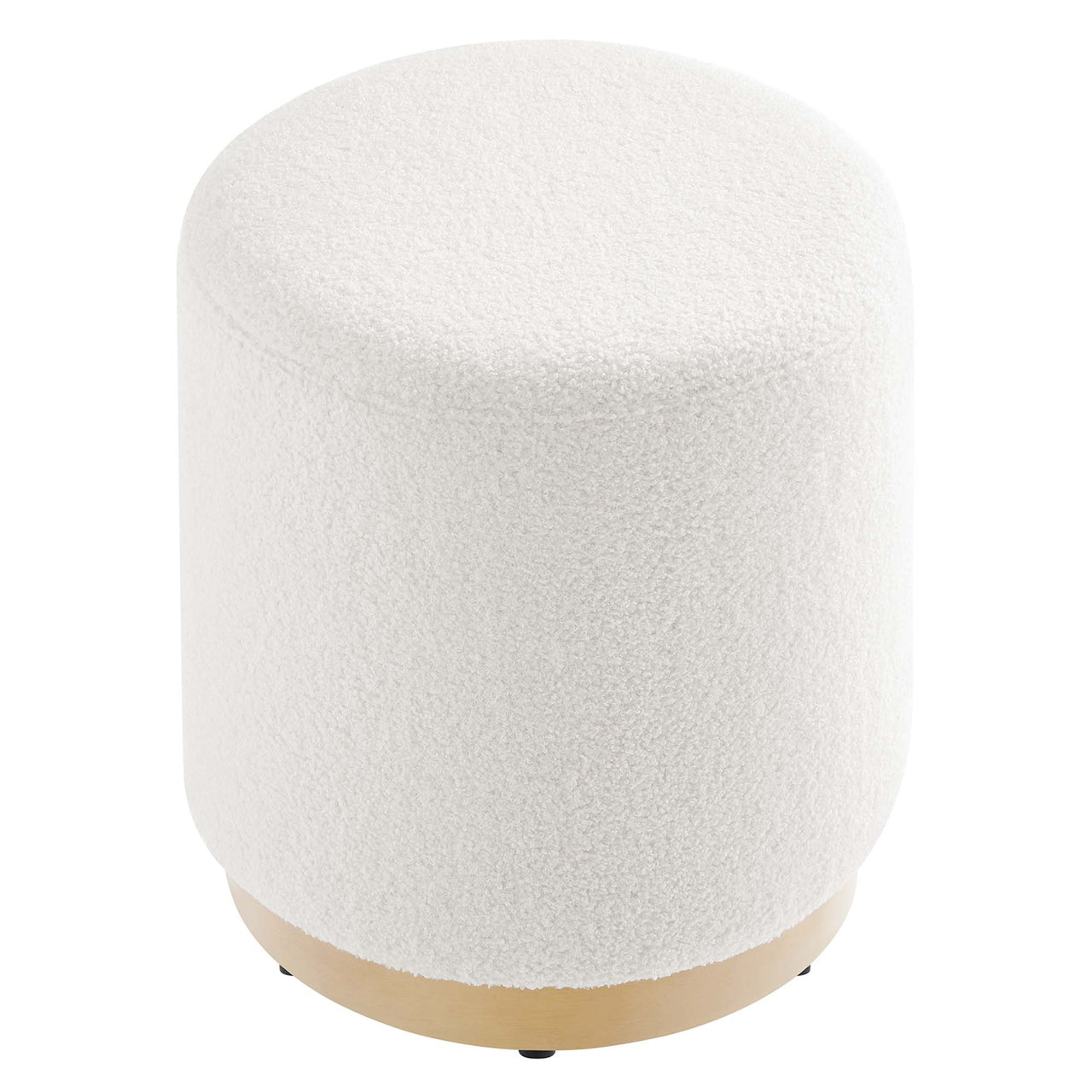 Ardena Round Sherpa Ottoman | Side Table, Ivory & Cream