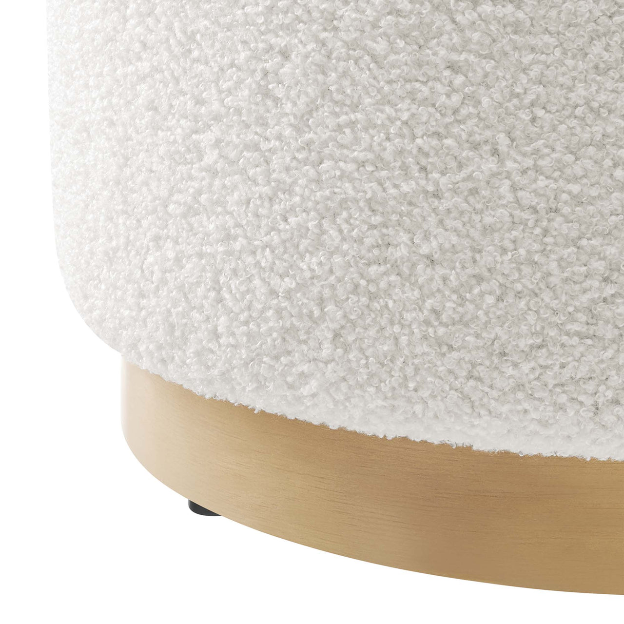 Ardena Round Sherpa Ottoman | Side Table, Ivory & Cream