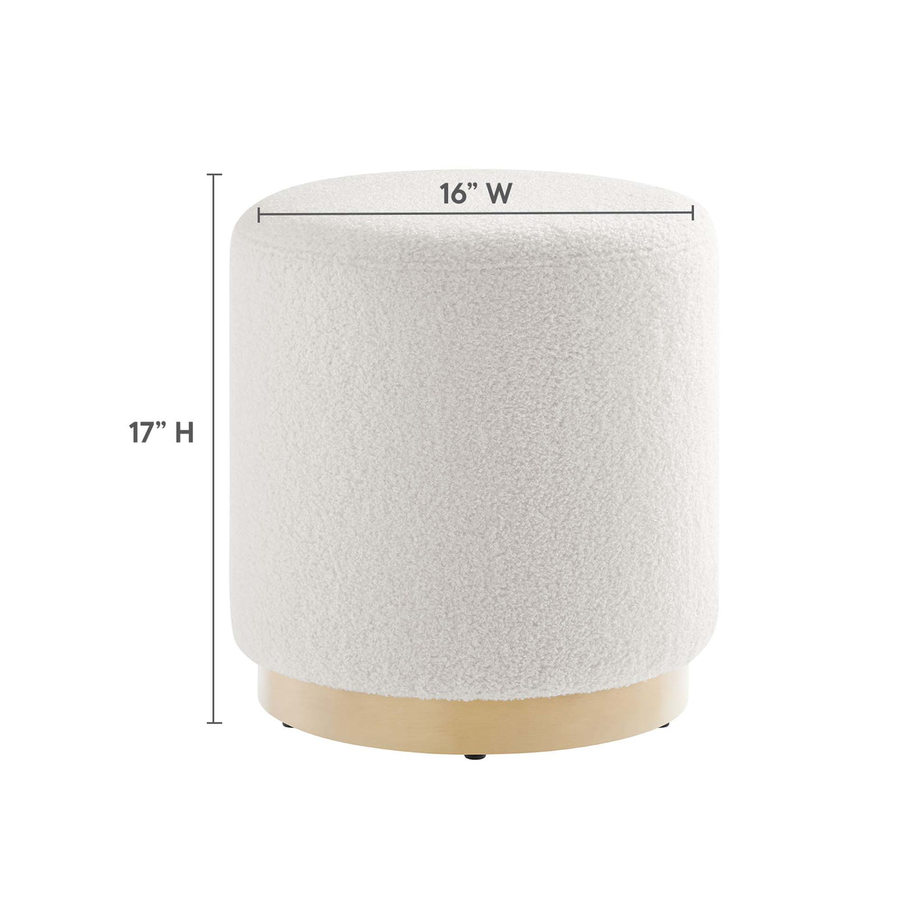 Ardena Round Sherpa Ottoman | Side Table, Ivory & Cream