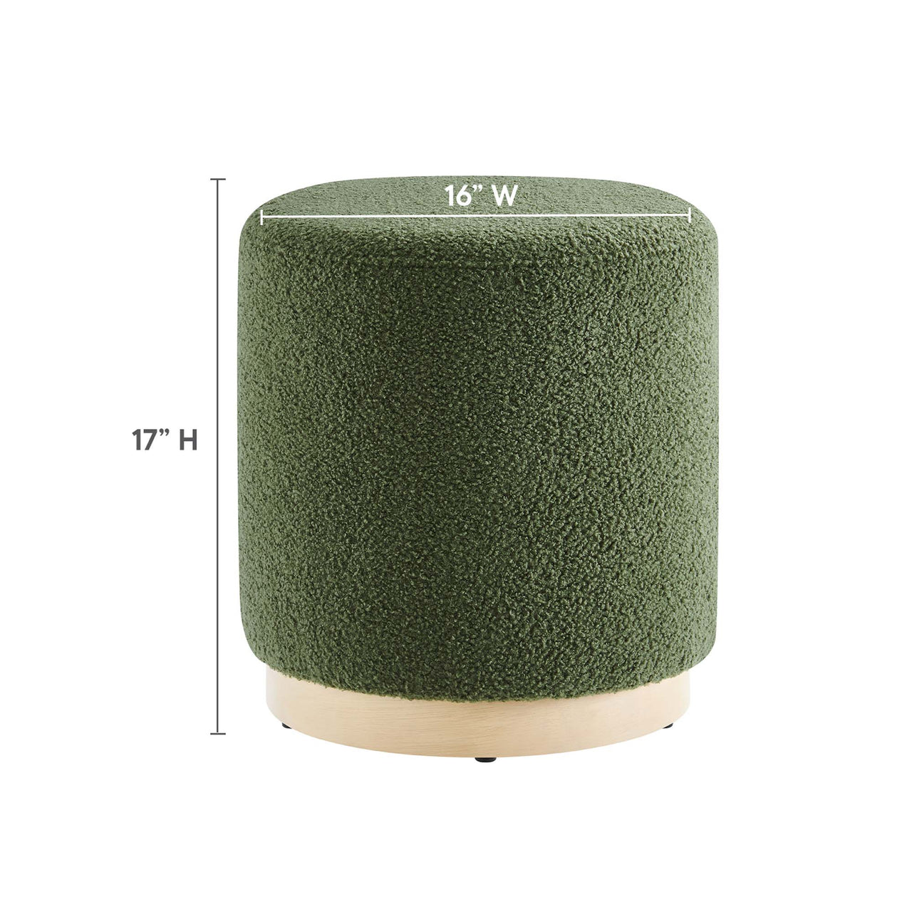 Ardena Round Sherpa Ottoman | Side Table, Basil & Cream