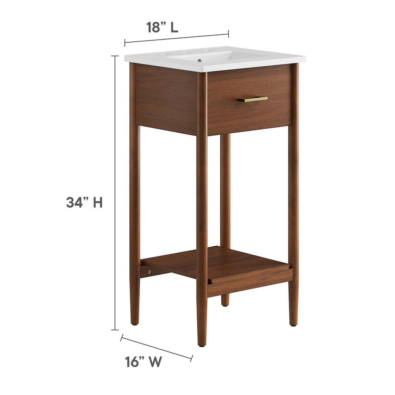 Zephyrine Vanity Unit, Extra Small, Walnut & White