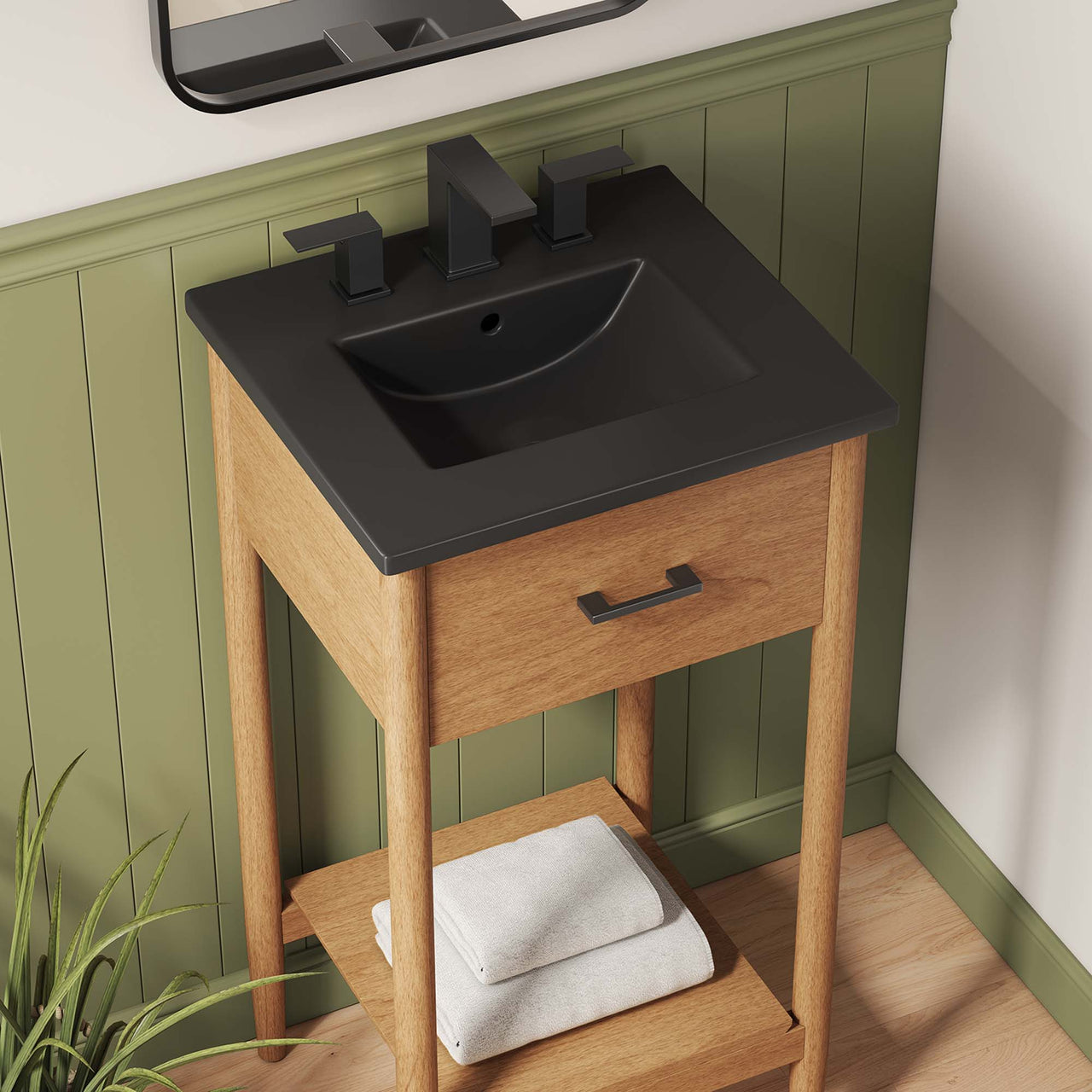 Zephyrine Vanity Unit, Extra Small, Natural Wood & Black