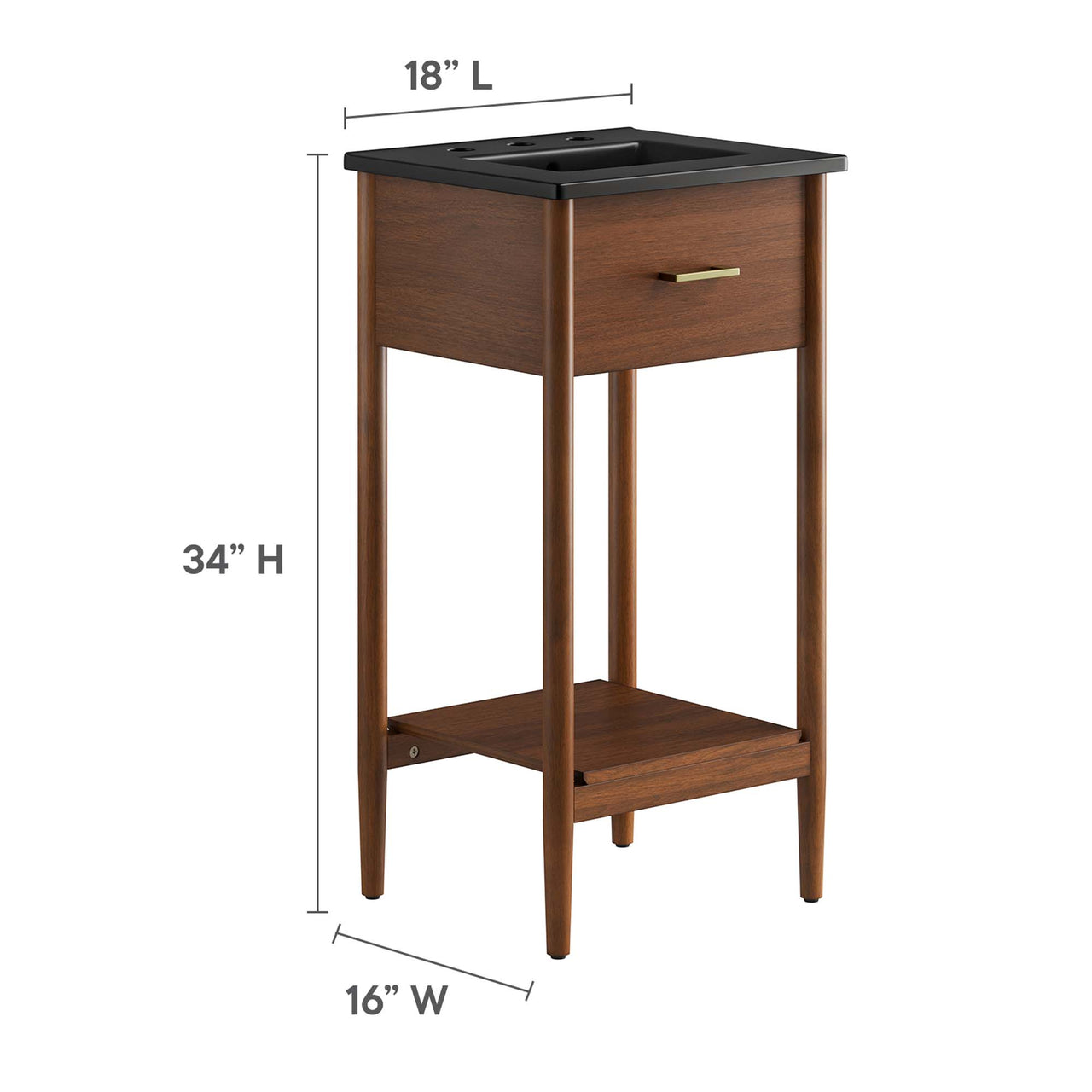 Zephyrine Vanity Unit, Extra Small, Walnut & Black