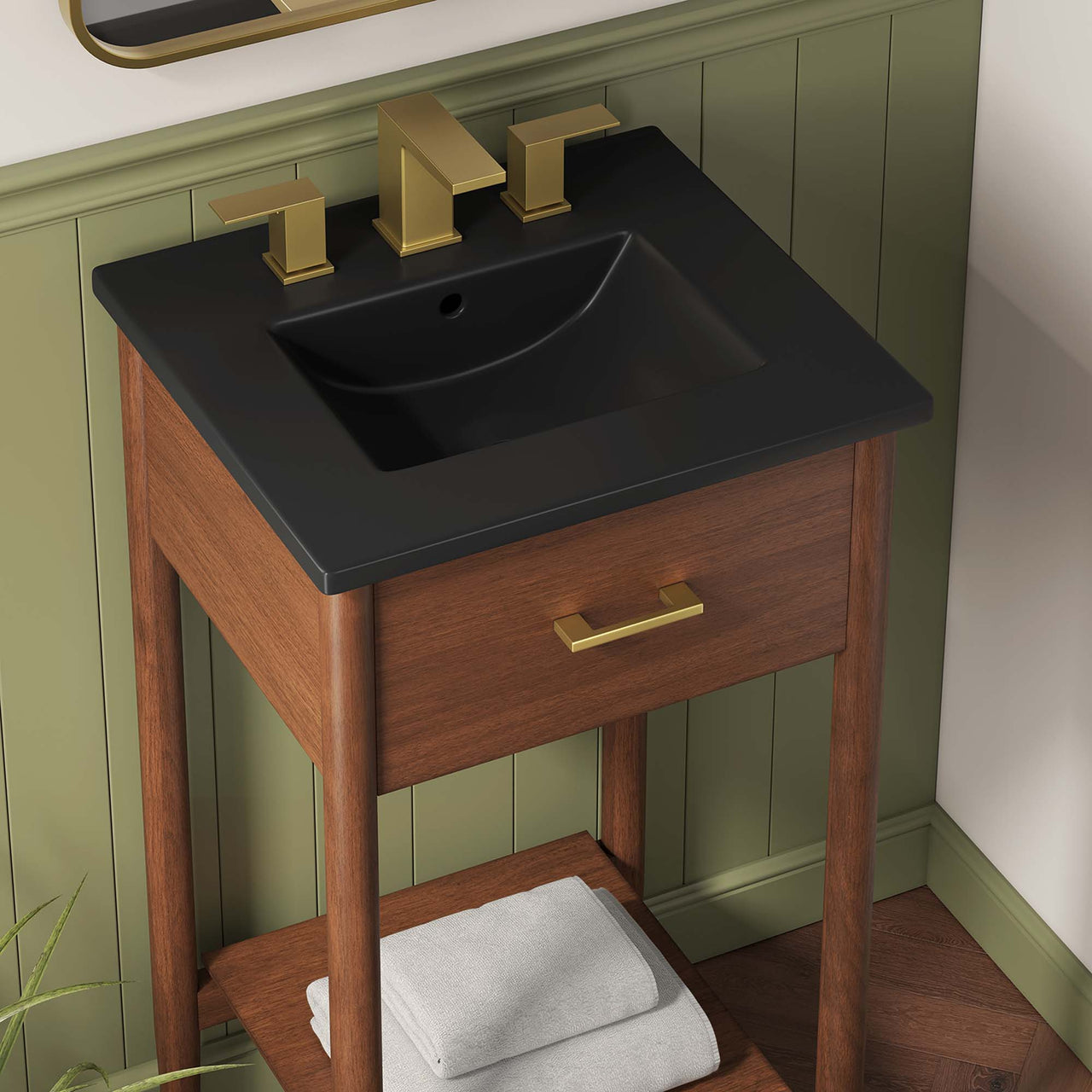 Zephyrine Vanity Unit, Extra Small, Walnut & Black