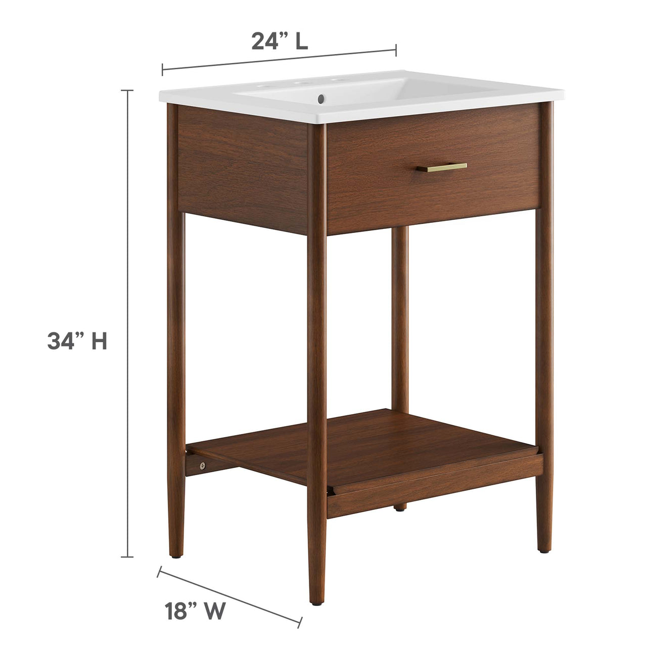 Zephyrine Vanity Unit, Small, Walnut & White