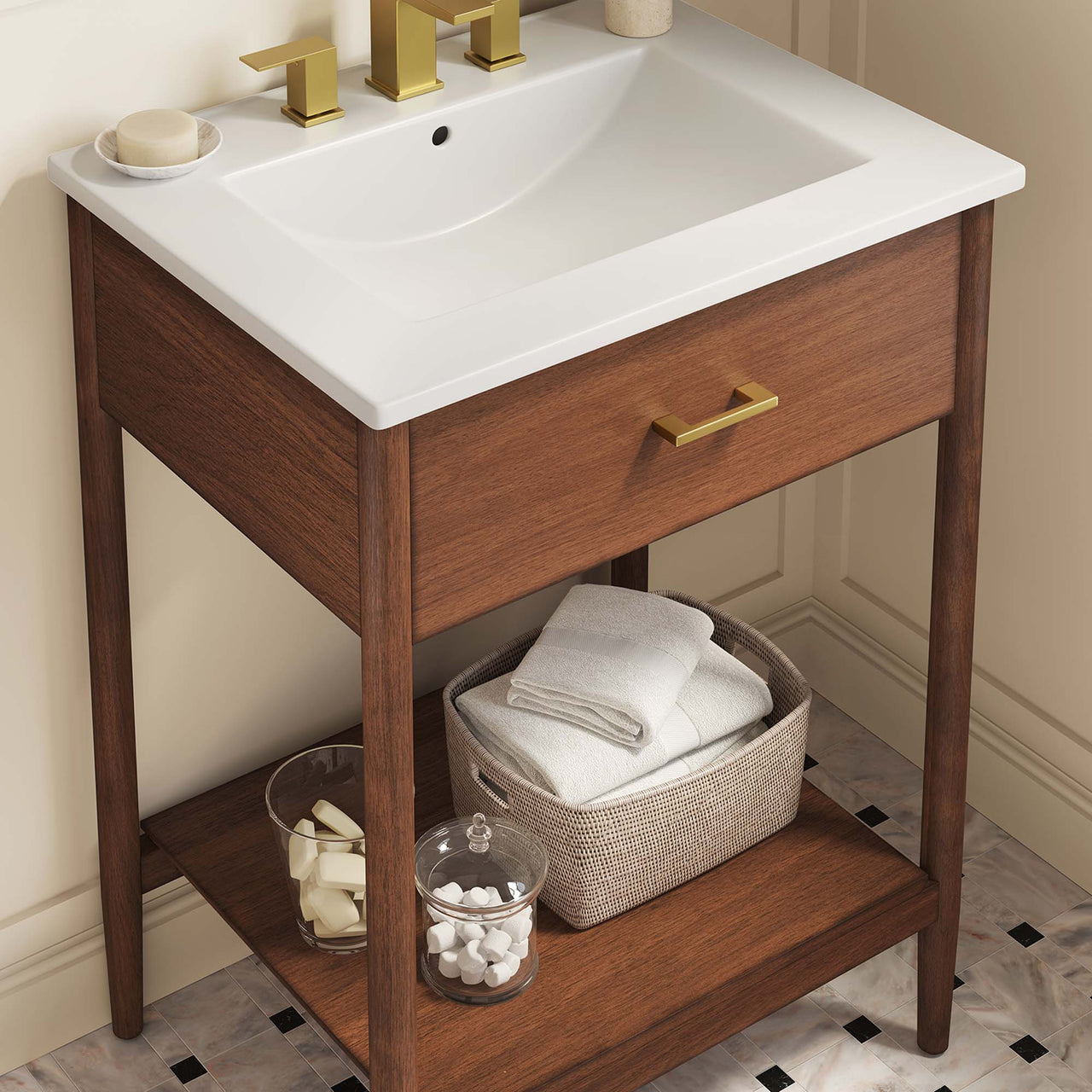 Zephyrine Vanity Unit, Small, Walnut & White