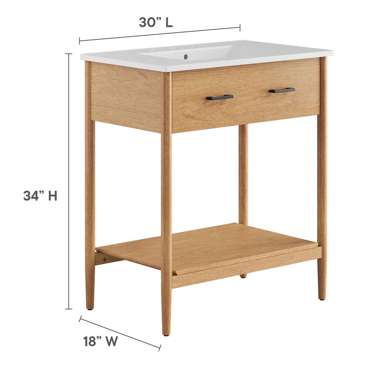 Zephyrine Vanity Unit, Medium, Natural Wood & White