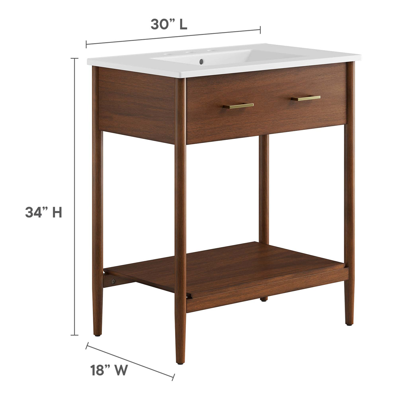 Zephyrine Vanity Unit, Medium, Walnut & White