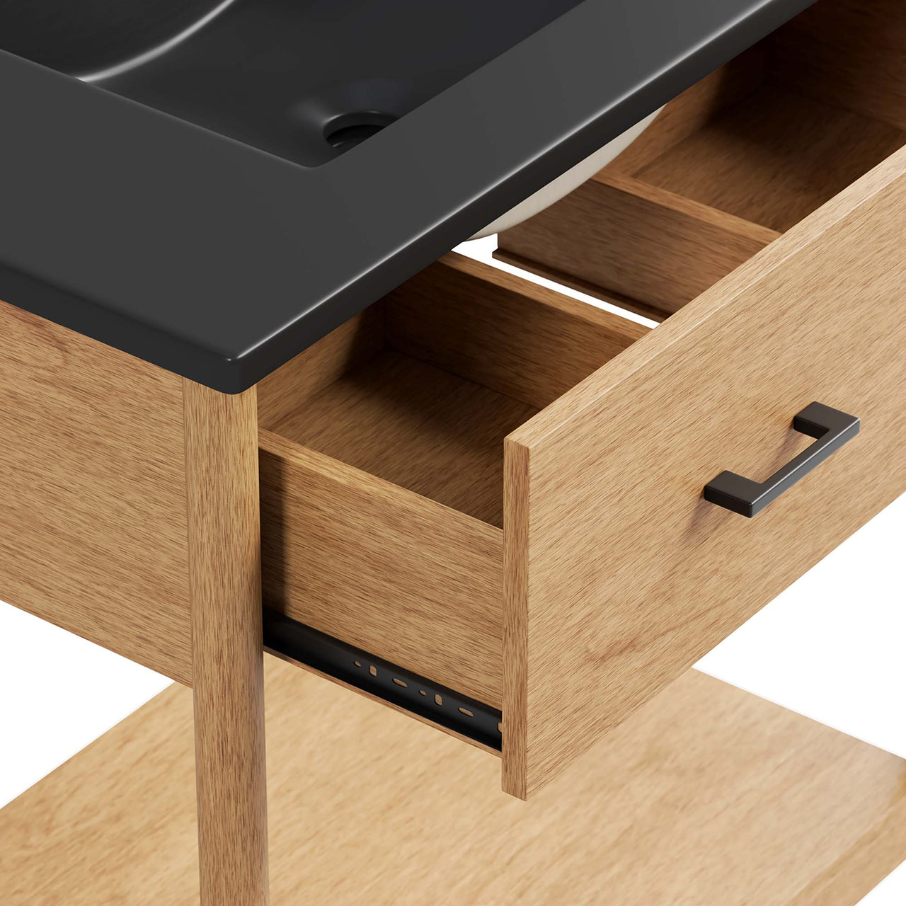 Zephyrine Vanity Unit, Medium, Natural Wood & Black